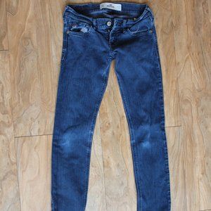 WOMENS JUNIOR HOLLISTER  DENIM JEANS SOCAL STRETCH SKINNY BLUE SIZE 0S